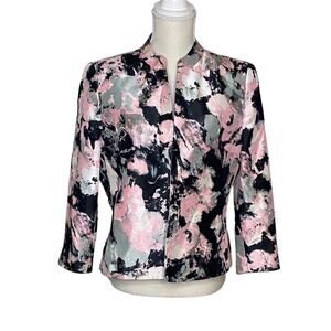 Kasper Pink and Black Floral Blazer